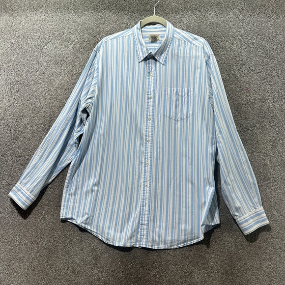 L.L. Bean Other - LL Bean Mens Large Blue White Striped Long Sleeve Button Down Shirt 0JGK2